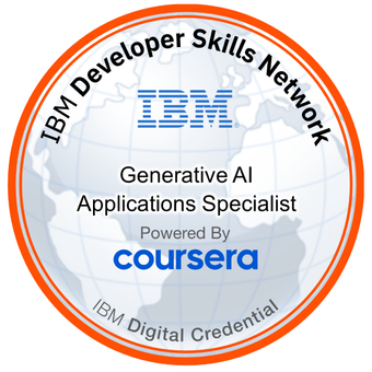 IBM badge artwork for Generative AI Applications Specialist