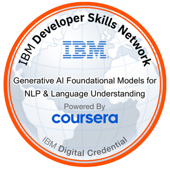 IBM badge artwork for Generative AI Foundational Models for NLP & Language Understanding